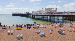 A landscape of Brighton beach and the iconic Brighton Pier